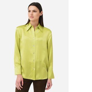 VINCE  Long Sleeve Ruched-Back Silk Blouse, XSmall